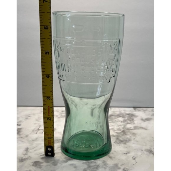 McDonalds Green Glassware 1948 Famous 15 Cent Hamburger Retro Drinking Glass Cup - Picture 4 of 8